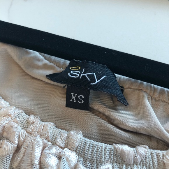 SKY Mini Lace Off Shoulder Dress in Champagne XS - Picture 2 of 3